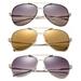 3 Pack Metal Rim Classic Aviator Sunglasses for Men for Women, Gold Black, Gold Mirror & Silver