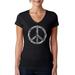 LA Pop Art Women's Word Art V-Neck T-Shirt - THE WORD PEACE IN 77 LANGUAGES