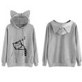 Women's casual jacket, autumn cute cat print with hat sweater jacket casual jacket
