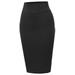 A2Y Women's Basic Solid Ponte Knee Length Slit Techno Span High Waist Pencil Skirt Black M