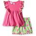 Bonnie Baby Baby Girls Top and Short Set, Pink/Green, 12M