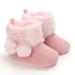 Binpure Baby Shoes, Solid Color Anti-Slip Prewalker Cotton Boots for Kids, Pink/White/Gray/Black/Brown