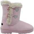 kensie Toddler Girlsâ€™ Little Kid Slip On Mid Calf Microsuede Warm Winter Boots with Glitter Hearts and Lurex Faux Fur Trims Light Pink Size 7