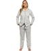 Silver Lilly - Striped Women's Pajama Set -Soft Button-Up Fleece Jammies - Comfortable PJ Sleepwear - Grey - Extra Large