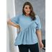 Women's Plus Size Ruffle Trim Solid Top