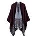 Tomshoo Vintage Women Poncho Cardigan Sweater Lace Patten Faux Cashmere Capes Shawl Scarf Loose Outerwear