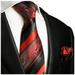 Red and Black Patterned Silk Tie Set by Paul Malone