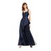 ADRIANNA PAPELL Womens Navy Sleeveless Sweetheart Neckline Full-Length Fit + Flare Formal Dress Size 12