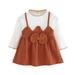 Baby Girls Fake Two-piece Bow Long-sleeved Newborn Casual Dress Outfits