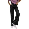 Womens High Waist Denim Jeans Casual Bell Bottom Pants Flare Wide Leg Trousers