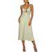 UKAP Strappy Cami Dress for Trendy Lady Sleeveless Bow Knot Front Sexy Sling Dress Womens V-Neck Backless Pockets Swing Dress Green XL(US 10)