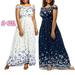 Women's Plus Size Dress Womens Fashion Plus Size Bohemian Print Slash Neck High Waist Dress