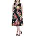 24seven Comfort Apparel Women's Plus Size Sleeveless V Neck Floral Pocket Midi Dress