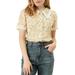 Allegra K Junior's Peter Pan Collar Lace Embroidered Casual Floral Shirt Blouse