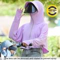 Summer Women Breathable Lightweight Hooded Cape Jacket Ice Silk Sunscreen Long Sleeve UV Resistant Coat Sun-protective Clothes with Rotatable Removable Lens