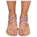 Tuscom Ladies Flat Sandals with Zipper Women Clip Toe Cross-Tied Flip Flops Summer Beach Roman Gladiator Strap Casual Open Toe Shoes