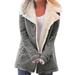 Womens Plus Size Warm Coats Solid Thick Fleece Jacket Casual Plush Lining Lapel Jacket Coat Winter Outwear