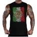 Men's Mexico Flag Black Deep Cut T-Shirt Tank Top 2X-Large Black