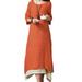 Tomshoo New Women Vintage Dress Split Irregular Hem Casual Loose Boho Long Maxi Dresses Orange/Army Green/Coffee