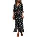 Casual Maxi Shirt Dress for Women Long Sleeve V Neck Split Tunic Long Button Down Shirts Sun Dresses Beach Holidays Casual Lounge Ladies Dress