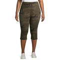 Terra & Sky Women's Plus Size Pull On Camo Capri Jeggings