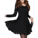 BeQeuewll Women Spring A-line Skirt Slim Long-sleeved Lace Cocktail Formal Dress