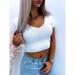 New Women's Summer Solid Color Short T Shirts V Neck Short Sleeve Slim Knitted Top