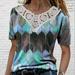 Tuscom Women's Short Sleeve V-Neck Tie-dye Tops Fashion Sun and Butterfly Print T-Shirt Blouse Casual Plus Size Sweatshirt Tunic for Women Summer Gifts