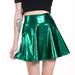 Women's Casual Fashion Shiny Metallic Flared Pleated A-Line Mini Skirt