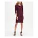 DKNY Womens Burgundy Ruffled 3/4 Sleeve V Neck Above The Knee Sheath Evening Dress Size 16
