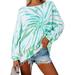 MERSARIPHY Women Tie Dye Printed Crew Neck Long Sleeve Loose Sweatshirt