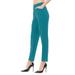 Women's Straight Fit Trouser Ankle Pants Wrinkle-Free No Belt Loop (Small, Teal Blue)