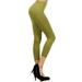 Lady Seamless Capri Leggings w/ High Wast Pants Tummy Control Workout Running 4 Way Stretch Yoga Leggings - (Dark Olive)