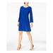 MSK Womens Blue Embellished Bell Sleeve Jewel Neck Above The Knee Shift Dress Petites Size: L