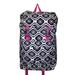 Pink Trim Black Geometric Foldover Flap Multi Purpose Utility Backpack Back pack with Large Exterior Pocket