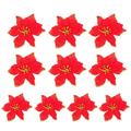 Winnereco 10pcs Xmas Flowers Decor Festival Wreath Glitter Hanging Pendant (Red)