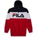 Fila Men's Big and Tall Colorblock Pullover Hoodie Navy Red White 5X