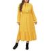 UKAP Women Elegant Dress Plus Size Long Sleeve Maxi Dress with High Waist and Tie Knot Floral Print Casual Loose Chiffon Sundresses