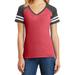 Mafoose Ladies Game V-Neck Tee Heathered Red/Heathered Charcoal 4X-Large