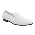 Mario Lopez Men Smoking Slipper Metallic Sparkling Glitter Tuxedo Slip on Dress Shoes Loafers White 9.5