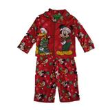 Disney Little Boys Red Green Mickey Pluto Christmas Print 2 Pc Pajama Set