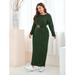 Women's Plus Size Rib-knit Sweater Dress Without Belt