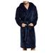 Listenwind Mens Long Sleepwear Flannel Bathrobe Pajamas Loungewear Blue