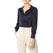 Allegra K Women's Workwear Turn Down Collar Puff Sleeve Satin Blouse