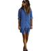 Pudcoco Womens Denim Jeans Short Mini Dress Pocket Ladies T Shirt Dresses