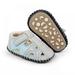 Newborns Crib Shoes Closed-toes Sandals,Snap Closure Infant Prewalker Shoes Soft Cute Footprint Sole Non-Slip Rubber,Baby Boy Girls First Walking Sandals Shoes Summer Sandals,Baby Shower Gift,Gray