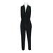 Laundry V-Neck Zipper Front Sleeveless Ruched Solid Jumpsuit-BLACK