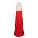 Laundry Halter Neck Ruched Tie Back Concealed Zipper Back Chiffon Dress-PINK RED