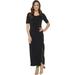 G.I.L.I. Womens Short Sleeve Side Slit Maxi Dress Petite Large Black A304669