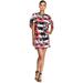 Vince Camuto Stripe Floral Printed Tie Sleeve Shift Cocktail Dress